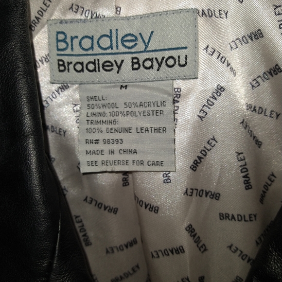 Bradley Bayou black and white wool coat leather trim zipper unique piece NWOT - Picture 2 of 6